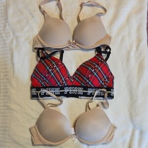 3 Victoria's Secret PINK 32A Bras